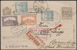 1922 (4. Díjszabás) Expressz Légi Levelezőlap Arató és Parlament Bérmentesítéssel Svájcba / Express Airmail Postcard Fra - Other & Unclassified