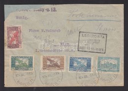 1924 (14.díjszabás) Légi Levél Bécsbe Parlament Madonna és Ikarusz Bélyegekkel Bérmentesítve. / Airmail Core To Vienna F - Altri & Non Classificati