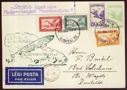 1931 Zeppelin Magyarországi útja Képeslap Budapest - Friedrichshafen, Zeppelin Bélyegek Helyett 1927 Repülő Bérmentesíté - Otros & Sin Clasificación