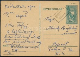 1940 Díjjegyes Levelezőlap NAGYKÁLLÓ P.U. SZEKRÉNYBŐL Bélyegzéssel - Sonstige & Ohne Zuordnung