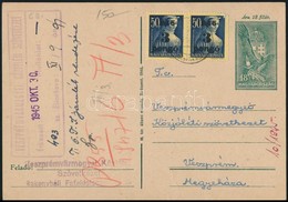 1945 (3. Díjszabás) Távolsági Levelezőlap Kisegítő 3P/50f Bérmentesítéssel - Autres & Non Classés