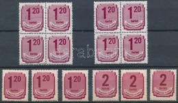 ** O 1946 3 Db Forint-filléres Portó 1,20Ft és 2Ft + 2 Db 1,20Ft Négyestömb - Sonstige & Ohne Zuordnung