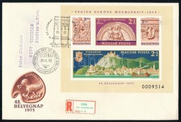 1975 Visegrád Blokk 7 Számjegyű Sorszámmal Ajánlott FDC-n - Autres & Non Classés