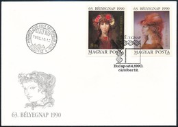 1990 Bélyegnap (63.) Vágott Sor + Vágott Blokk 2 Db FDC-n (9.500) - Autres & Non Classés