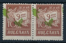 ** 1945 Mi 496 Pár, 5 Mm-rel Balra Tolódott Zöld Színnyomat / Pair With Shifted Green Colour Print - Other & Unclassified