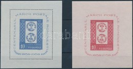 ** 1958 100 éves A Román Bélyeg Fogazott és Vágott Blokk Mi 40-41 - Other & Unclassified