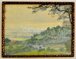 Boldizsár Jelzéssel: Táj, Akvarell, Papír, üvegezett Fa Keretben, 23,5×26,5 Cm - Altri & Non Classificati