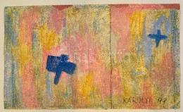 Károlyi Ernő (1923 -2016): Kompozíció.  Pasztell, Tapéta, Jelzett, Kis Gyűrődéssel, 27×45 Cm - Altri & Non Classificati