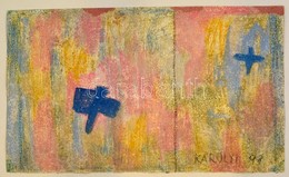 Károlyi Ernő (1923 -2016): Kompozíció.  Pasztell, Tapéta, Jelzett, Kis Gyűrődéssel, 27×45 Cm - Autres & Non Classés