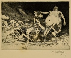 Markó Lajos (1882-?): Dante-illusztráció, Rézkarc, Papír, Jelzett, 20×15 Cm - Altri & Non Classificati