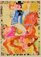 Pekáry Jelzéssel: Lovas Trombitával. Akvarell, Papír, 31×22 Cm - Other & Unclassified