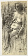 Szőnyi Jelzéssel: Ülő Női Akt. Szén, Papír, 49×23 Cm - Other & Unclassified