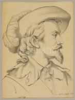 Wittinghoff Evald (1826-1882): Kalapos Férfi Portré 1865. Ceruza, Papír, Jelzett, Paszpartuban, 48×36 Cm - Altri & Non Classificati