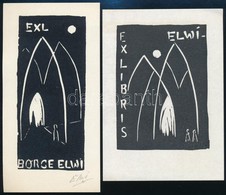 Börge Elwi Carlson (1917-2001): 2 Db Ex Libris. Linó, Papír, Egyik Jelzett, 11×4 és 9×6 Cm - Autres & Non Classés