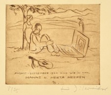 Heiner Dikreiter (1893-1966): Aug-Sep 1922 Sind Wir Tirol. Rézkarc, Papír, Jelzett, 13,5×15,5 Cm - Autres & Non Classés