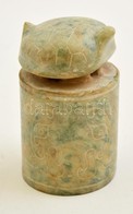 Kínai Pecsétnyomó, Faragott Kő, Teknős Figurával / Chinese Seal Maker With Turtle Figure, Carved Stone.  9,5  Cm - Altri & Non Classificati