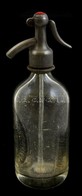 1940 Újpesti Vendéglősök Szikvízgyára R.T. Feliratú (0,5 L.) Szódásüveg Pótolt Fej Résszel, M: 25,5 Cm - Glas & Kristall
