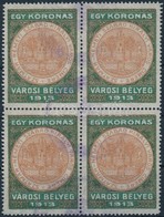 1913 Szatmárnémeti Városi Illetékbélyeg 1K 4-es Tömbben (80.000) - Unclassified