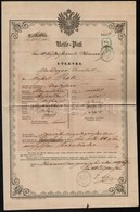 1856 Kétnyelvű útlevél 6kr CM Okmánybélyeggel / Passport With 6kr Document Stamp - Non Classés