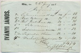 1868 Buda, Iványi János Gyógyszerész, Tételes Számla, Hatjva - Unclassified