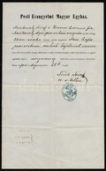 1870 Pest, Pesti Evangéliumi Magyar Egyház Gyülekezeti Elbocsátó Levele, Aláírva, Pecséttel - Non Classificati