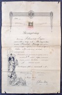 1905 A Budapesti Órás Ipartestület Bizonyítványa órástanonc Részére, Illetékbélyeggel - Zonder Classificatie