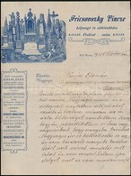 1910 Kassa (Felvidék), Fricsovszky Vince Kőfaragó és Sírkőraktára Fametszetes Fejlécű Levele Varju Elemér Múzeumigazgató - Non Classificati