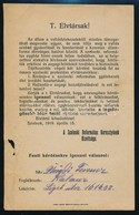 1919 Szolnoki Református Keresztyének Bizottságának Röpirata A Szabad Vallásgyakorlásról, Kissé Szakadozott, Kissé Hiány - Zonder Classificatie