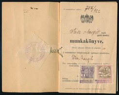 1922-1924 Női Szabó Munkakönyve, Békéscsaba, Egy Bejegyzéssel, 1 K. és 50 F. Okmánybélyeggel - Unclassified