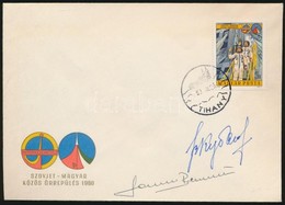 1980 Interkozmosz FDC Rajta Farkas Bertalan, Valerij Kubaszov űrhajósok Aláírásával / Hungarian And Russian Astronaut's  - Altri & Non Classificati