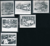 Cca 1930-1970 Budapesti életképek, Autóverseny,  IBUSZ Városnéző Busz, Parkoló Autók, Stb., 6 Db Utólagos Előhívás, Kb.  - Other & Unclassified
