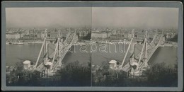 1936 Budapest, Látkép Az Erzsébet Hídra, Sztereókép, 9x18 Cm - Other & Unclassified
