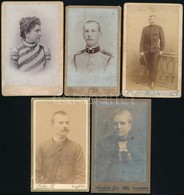 Cca 1890-1900 5 Db Keményhátú Portréfotó Budapesti Műtermekből, Közte Katonai Portrék Is, 10x6 Cm - Altri & Non Classificati