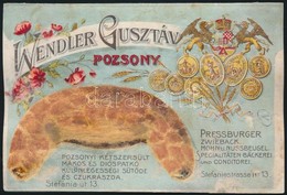 Cca 1900 Pozsony, Wendler Gusztáv Sütöde, Kihajtható Színes Reklámlap - Publicités