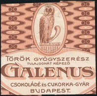 Cca 1910-1920 Török Gyógyszerész Tulajdonát Képező Galenus Csokoládé és Cukorkaárugyár Budapest Csomagolópapírja, Tűzésn - Pubblicitari