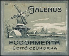 Cca 1910-1920 Galenus Fodormenta Cukorka Csomagolópapír, Bp. Seidner Műintézet-ny, Litho, Sérüléssel, 17x20 Cm. - Pubblicitari