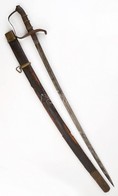 Cca 1890 Lovassági Szablya. Solingeni Jelzéssel. Sérült Bőr Hüvellyel. Rézveretekkel. / Cavalry Sword 102 Cm - Other & Unclassified