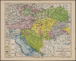 Cca 1900 Ethnographische Karte Von Österreich-Ungarn, Meyers Konv.-Lexikon, 4. Aufl.,  24x30 Cm - Autres & Non Classés