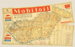 1939 Mobiloil Magyarország Autóstérkép A Benzinkutakkal és Hátoldalt Hirdetésekkel - Altri & Non Classificati