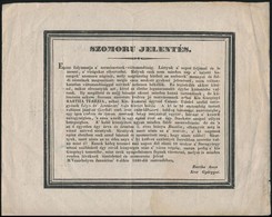 1840 Marosvásárhely, Bensőséges Szövegű Gyászjelentés - Unclassified