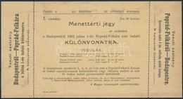 1903 Menettérti Jegy Poprád-Felkára Menő Különvonatra. A Magyar Lovaregylet Szervezésében Megtartott Tavaszi-meeting Iva - Unclassified