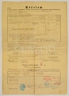 1911 Kérelem A Kincstár Részére Való Dohánytermelési Engedélyért, Pecsétekkel, 50x34,5 Cm - Unclassified