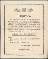 1924 Bp., A Meghívó A Nagyenyedi Bethlen-Kollégium Volt Diákjainak Testvéri Egyesülete által Tartott Műsoros ünnepélyre, - Unclassified