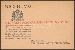 1940 Kir. Magyar Egyetemi Nyomda Magyar Könyvnapi Névre Szóló Meghívó Kártyája Dr. Csepregi Horváth János (1853-1945) üg - Unclassified