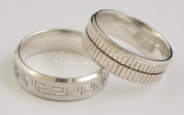 Ezüst(Ag) Gyűrű, 2 Db, Jelzett, Méret: 55, 57, Nettó: 9,3 G - Autres & Non Classés