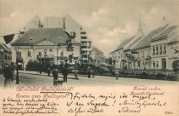 T1/T2 1899 Budapest I. Dísz Tér, Honvéd-szobor, Kávéház, Férfi Talicskával - Non Classificati