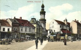 T2/T3 Sopron, Várkerület, Fischer Emil, Hertl üzlete, Pál Samu Vendéglője, étterem, Piac, Drogéria (gyógyszertár) (apró  - Unclassified