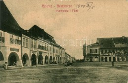 T2/T3 Beszterce, Bistritz, Bistrita; Marktplatz / Fő Tér, Zemansky Sörcsarnok, Carl Lebkuchner, Nyitray József, Friedman - Ohne Zuordnung