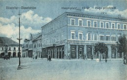 ** T1/T2 Beszterce, Bisztritz, Bistrita; Fő Tér, Takarékpénztár, Kollmann & Keresztes üzlete, C. W. Knopp Bazar / Haupt- - Ohne Zuordnung