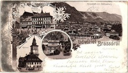 * T2/T3 1899 Brassó, Kronstadt, Brasov; Marktplatz Mit Schw. Kirche, Ev. Mädchenschule, Rathaus. Gabony & Comp. / Piacté - Unclassified